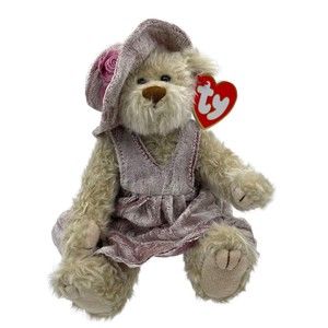 Ty Attic Treasures Collection 1993 DARLENE The Bear Velvet Dress Hat Posable